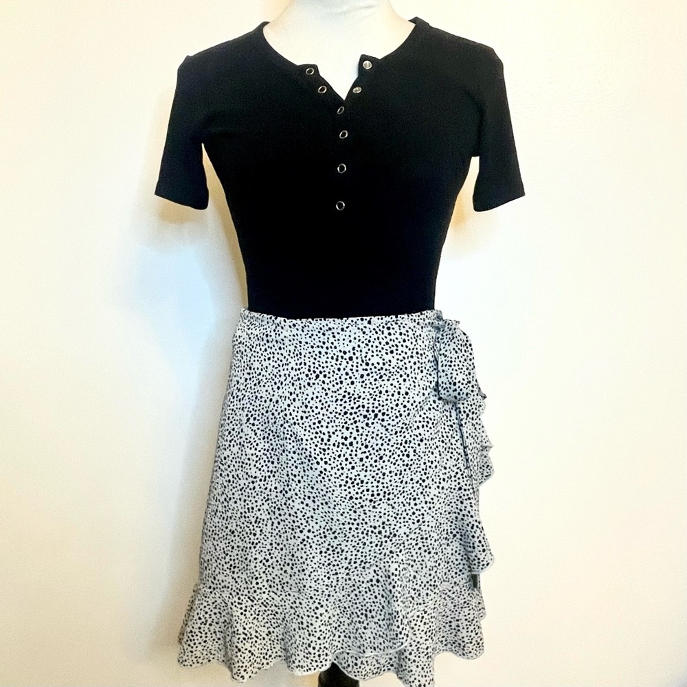 Relipop Leopard Wrap Skirt. Coquette Y2K Ruffle Mini. Size Small.